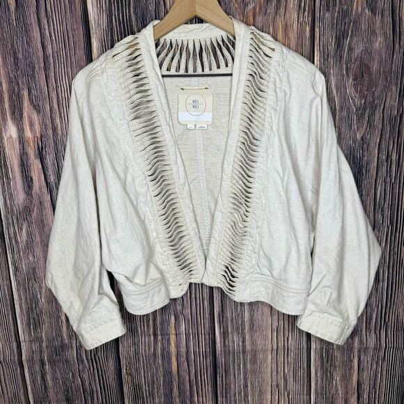 Anthropologie Hei Hei Ladder Linen Cut Out Jacket Size M/L - Picture 5 of 16